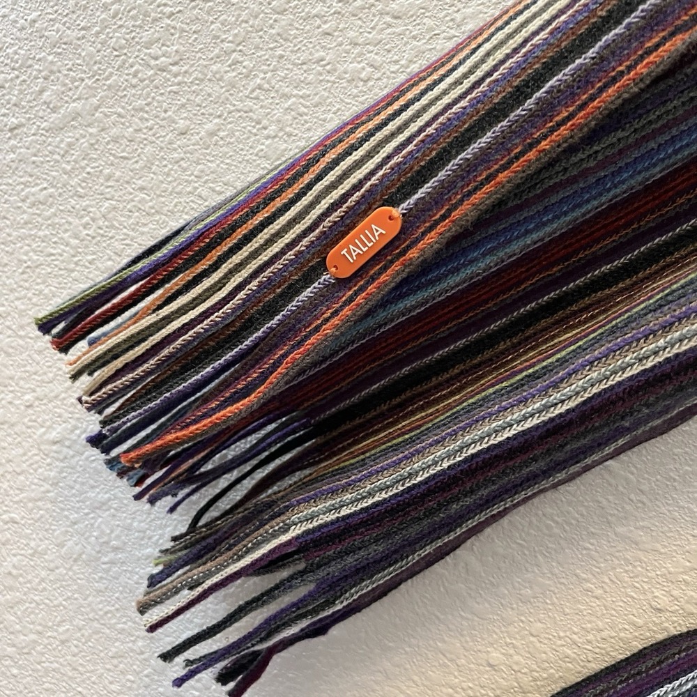 Y2K Style Thin Scarf Knit Fringe Rainbow Colorful Long Tallia - Picture 2 of 6